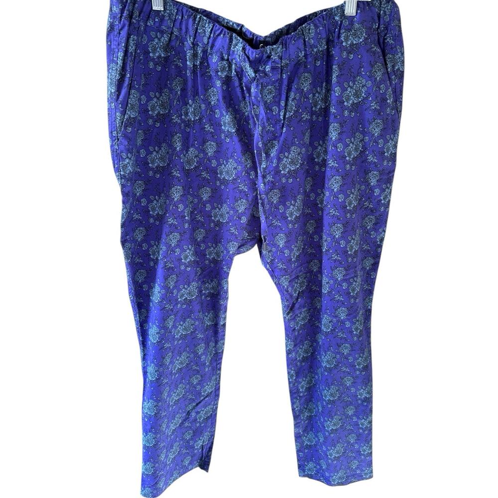 Wildfang Essential Drawstring Cotton Pant Purple Floral Size 1X NWT